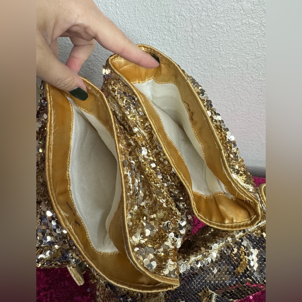 CAMSSOO 🌟 Gold Sequins Over-the-Knee Stiletto Peep-Toe Boots (Women's Size 8.5) - Picture 11 of 16